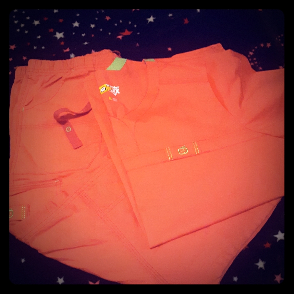 Coral colored scrub set